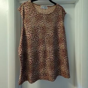 Casual Corner Leopard Print Blouse - Red and Tan